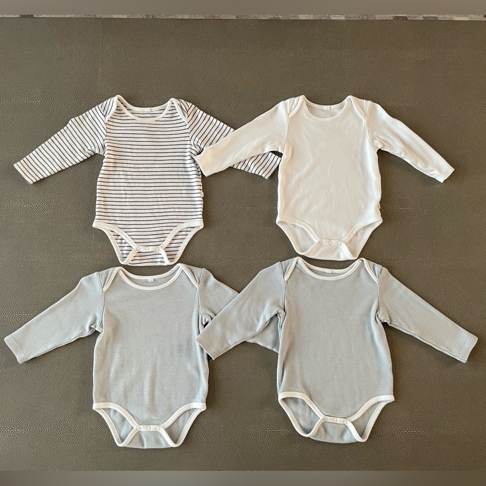 Baby Mori Long Sleeve Bodysuit 4 Pack  (9-12 mo)
